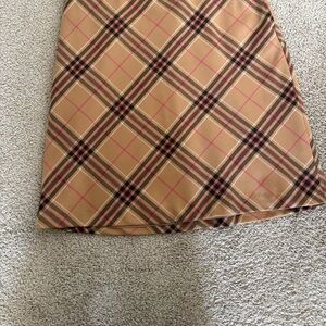 Lands' End Tan Plaid A-Line Skirt